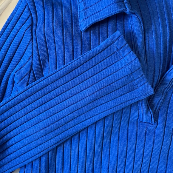 Old Navy Maternity Long-Sleeve Fitted Rib-Knit Polo Shirt - Blue - Size XL - Picture 6 of 6